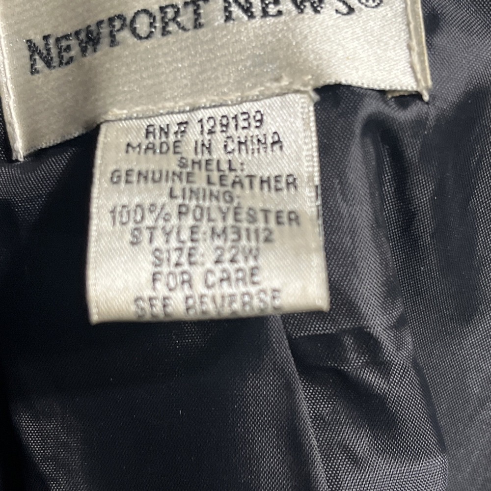 Vtg Newport News‎ Black Leather Long Overcoat Women's Size 22W Matrix/ Mob - Picture 11 of 12